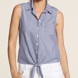 Chico's Effortless Bryant Stripe Tie Front Tank